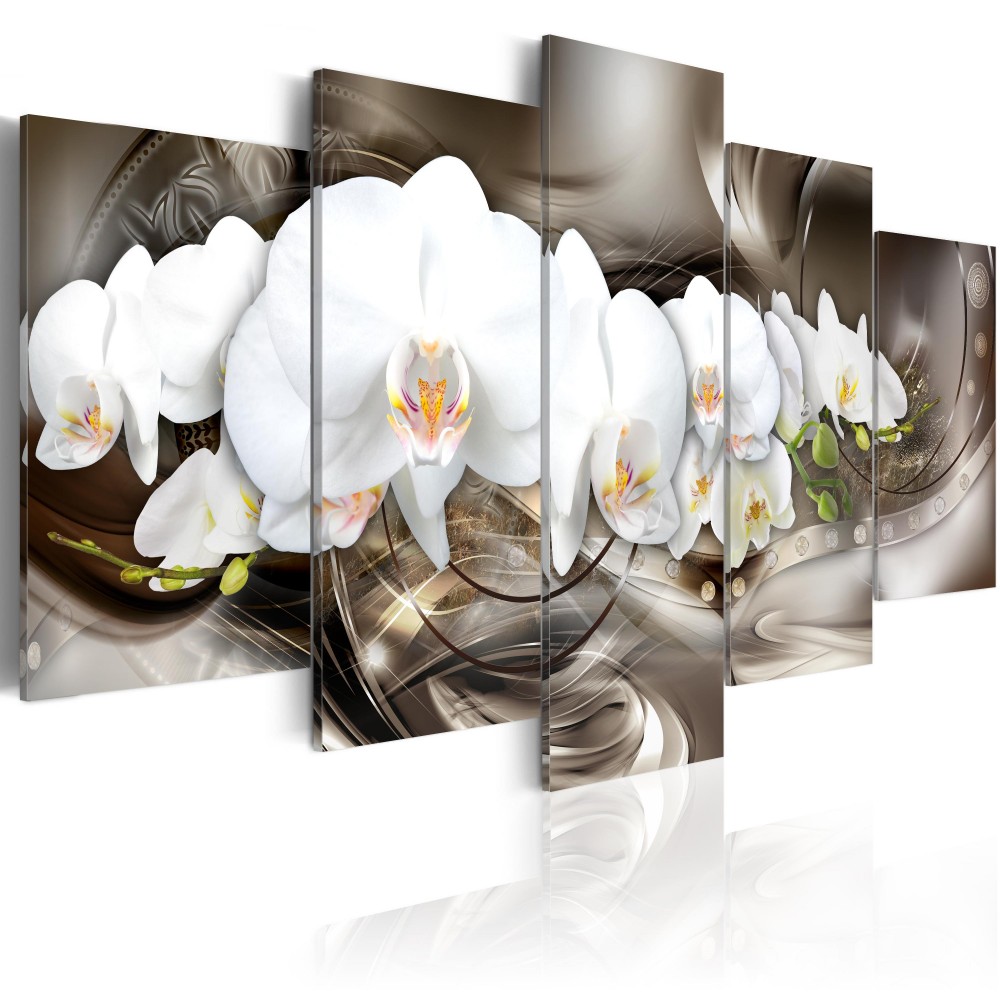 ( No Frame ) Abstract Flower Canvas Art Print Modern Orchid Floral Wall Painting Home Decoration Gift for Love, Choose Color & Size