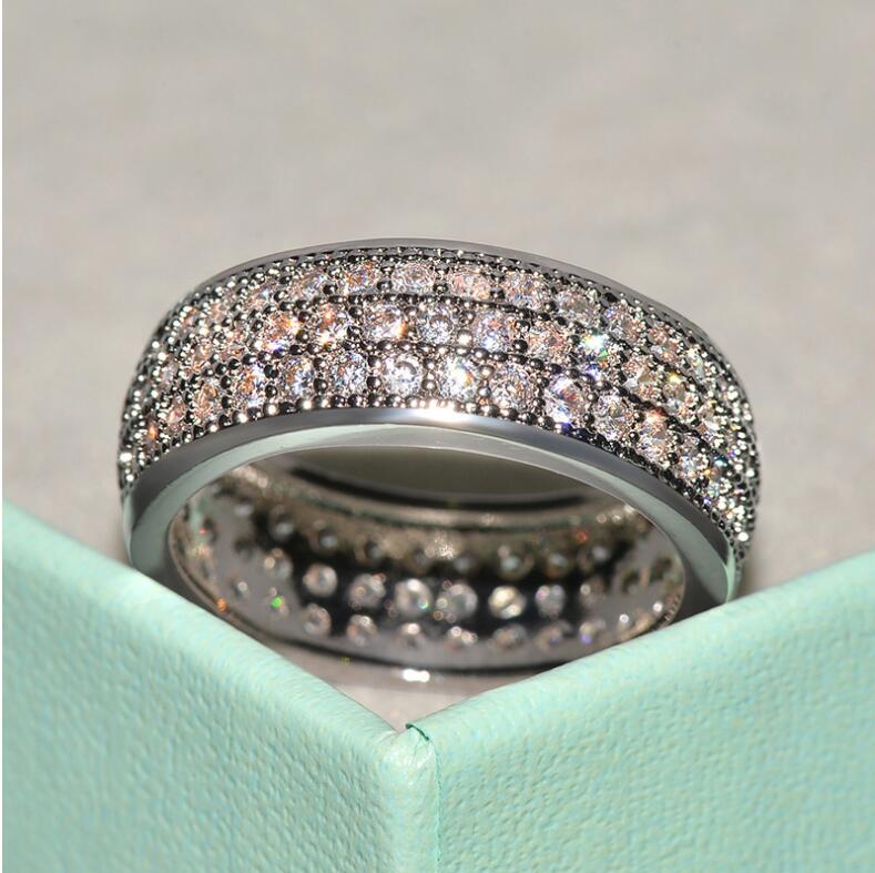 Choucong Luxury Jewelry 925 Sterling Silver&Gold Fill Pave White Sapphire CZ Diamond Popular Party Women Wedding Bridal Ring For Lover Gift