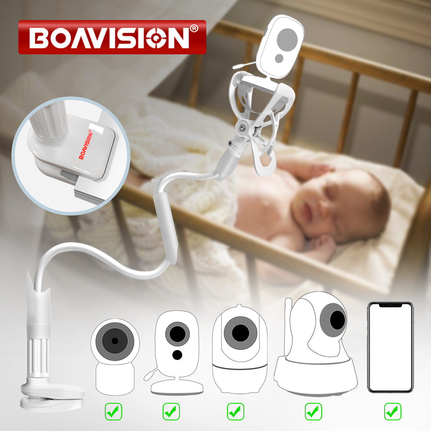 Multifunction Universal Phone Holder Stand Bed Lazy Cradle Long Arm Adjustable 85cm Baby Monitor Wall Mount Camera For Shelf X5, White
Multifunction Universal Phone Holder Stand Bed Lazy Cradle Long Arm Adjustable 85cm Baby Monitor Wall Mount Camera For Shelf X5, White