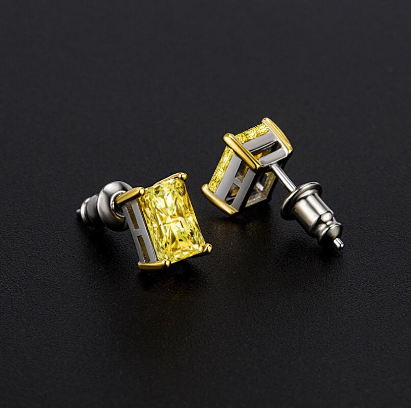 Choucong Simple Fashion Jewelry Hot Sell Real 925 Sterling Silver Princess Cut White Topaz CZ Diamond Square Women Wedding Stud Earring