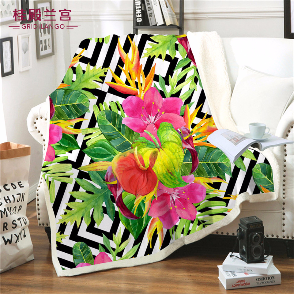Tropical Flower Palm Leaves Sherpa Blanket Plush Throw Blanket Watercolor Anthurium Strelitzia Customized For Gifts Home Textile
Tropical Flower Palm Leaves Sherpa Blanket Plush Throw Blanket Watercolor Anthurium Strelitzia Customized For Gifts Home Textile
