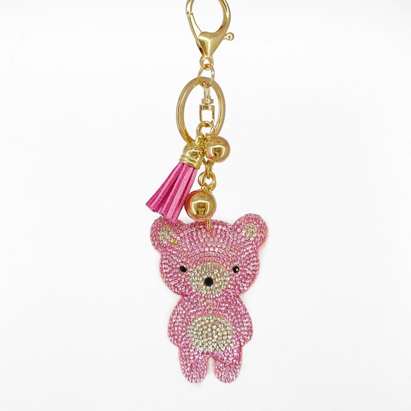 6pcs/lot Cute Key Chains Cartoon Bears Rhinestone Keychains Bags Wallet Pendants Decoration Jewelry Ornaments Phone Accessories