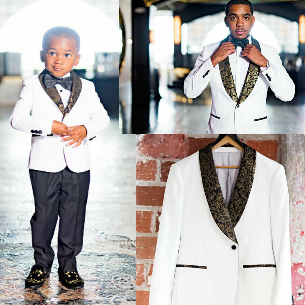 Boys Tuxedo Boys Dinner Suits Formal Suits Tuxedo for Kids Print Tuxedo Formal Occasion White And Black Suits For Little Men Two Pieces