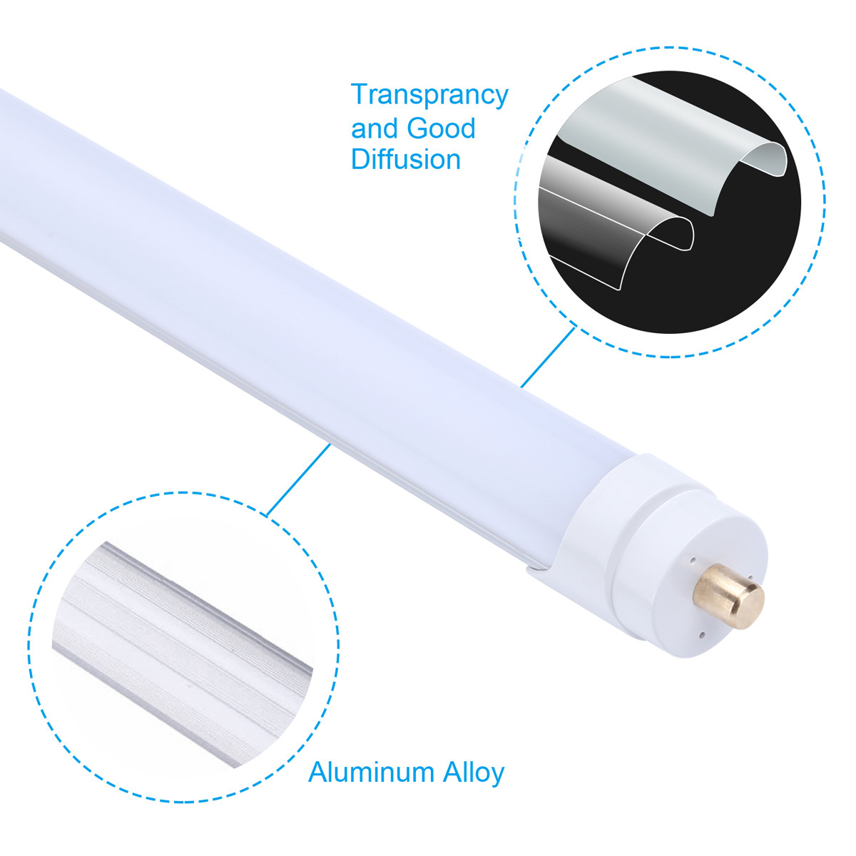 LED Fluorescent Tube Light Lamp 8ft 8 foot FA8 45W T8 LED Tube Lights Single Piece 4500LM Factory Shop Light