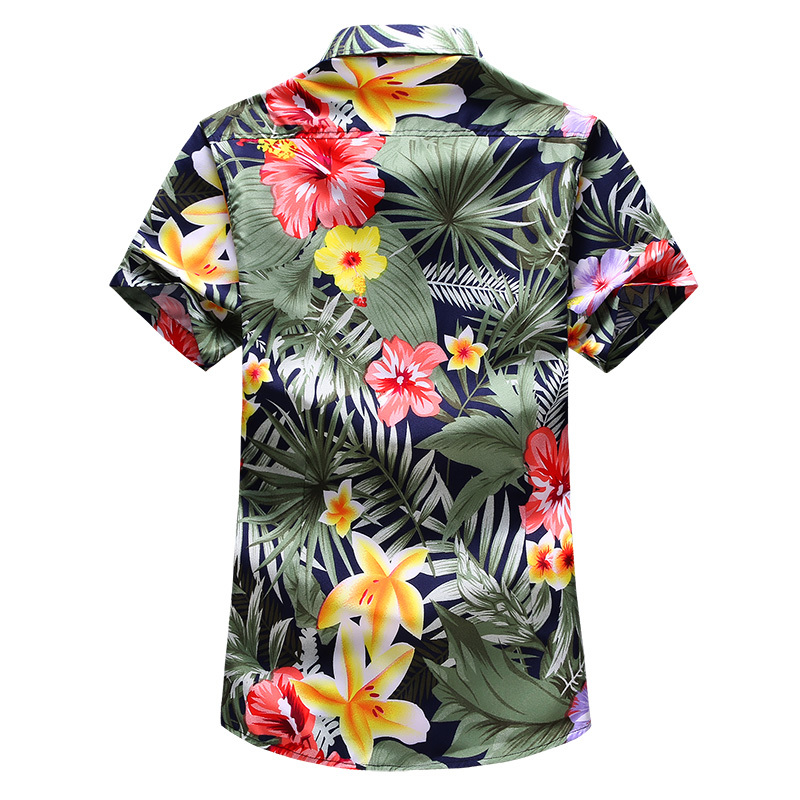 Shirt Men Summer New Short Sleeve Hawaiian Shirt Mens Casual Button Down Dress Shirts for Holiday Chemise 7XL