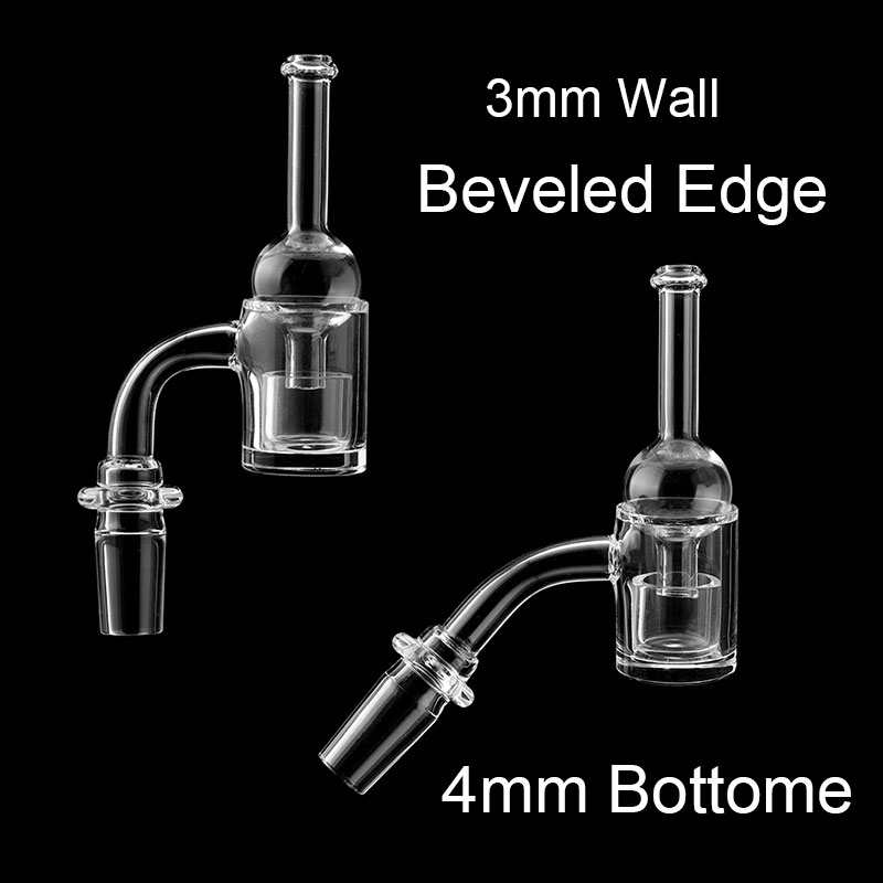 3mm XL Beveled Edge Quartz Banger Carb Cap Phat Bottom Thermal Skillet Nail with Quartz Insert Bucket 10mm 14mm Glass Water Pipes