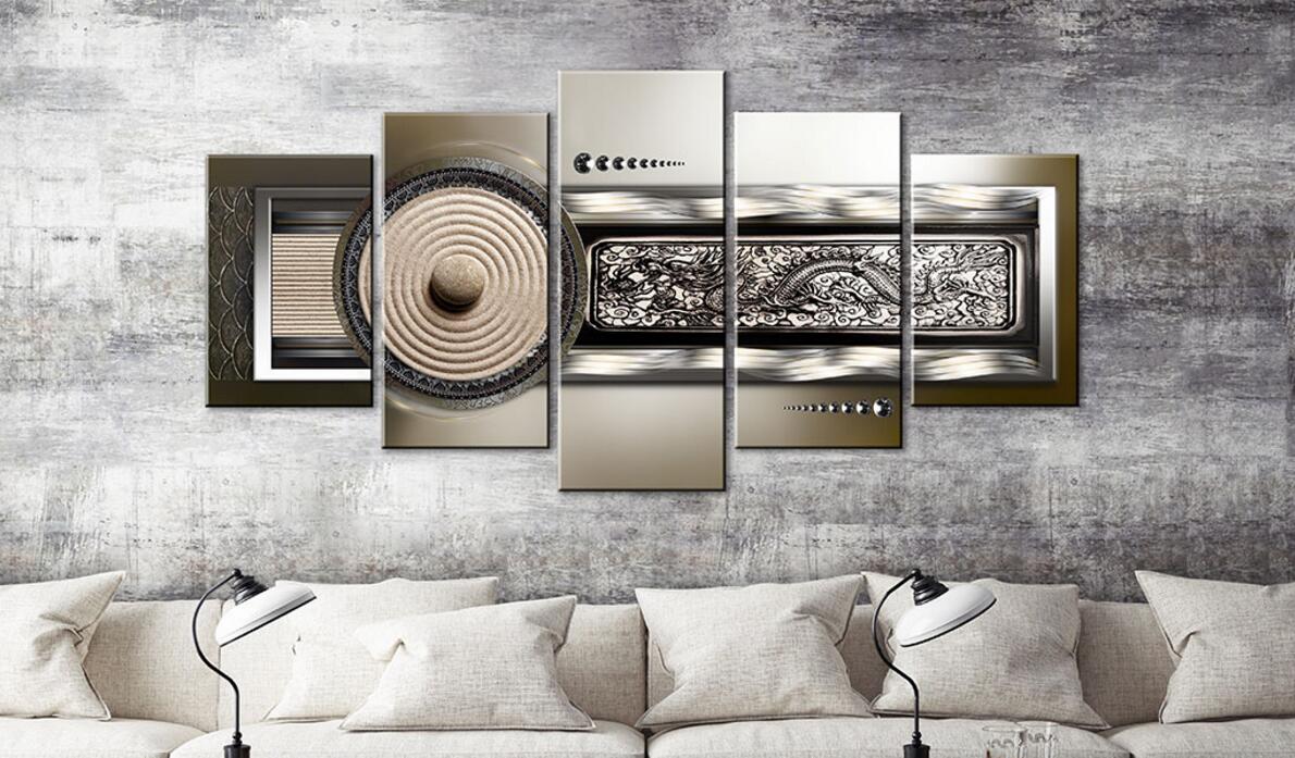 Fashion Wall Art Canvas Painting 5 Pieces Brown Abstract Wave Zen Orchid Flower Modern Home Decoration,Choose Color And Size No Frame