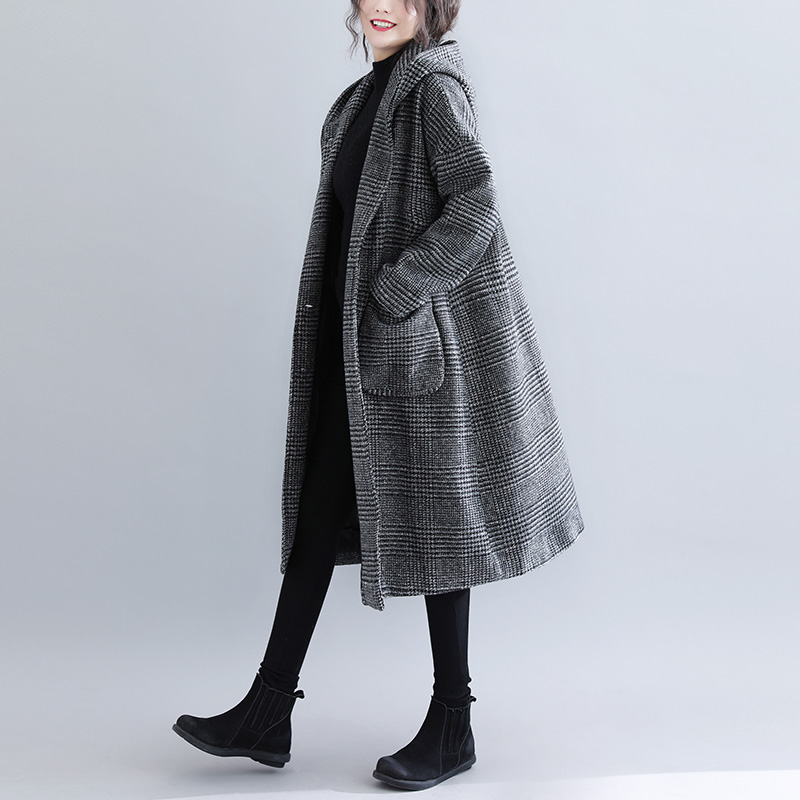 2019 New Plaid Woolen Coat Women 2019 Autumn Winter Thicken Warm Hooded Tops Plus Size XL Female Loose Long Woolen Jackets, Black
2019 New Plaid Woolen Coat Women 2019 Autumn Winter Thicken Warm Hooded Tops Plus Size XL Female Loose Long Woolen Jackets, Black