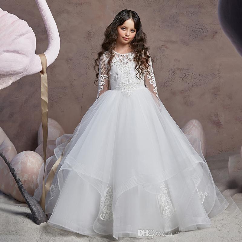 Long Sleeves Flower Girls Dresses for Wedding 2019 Ballgown Jewel Sweep Train Ruffled First Communion Gown for Little Girl Princess Formal, Brown
Long Sleeves Flower Girls Dresses for Wedding 2019 Ballgown Jewel Sweep Train Ruffled First Communion Gown for Little Girl Princess Formal, Brown