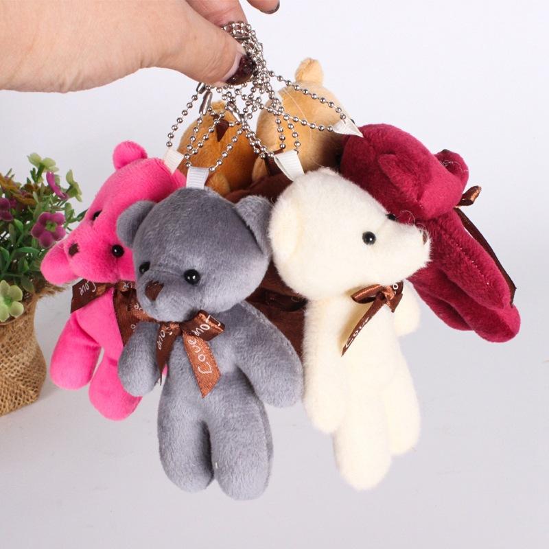 10pcs/Lot Mini Plush Keychain for Girl Cute Bear Key Chain Toy for Children Lovely Plush Toy Tool Doll Soft Present Birthday Gift Bag Charm