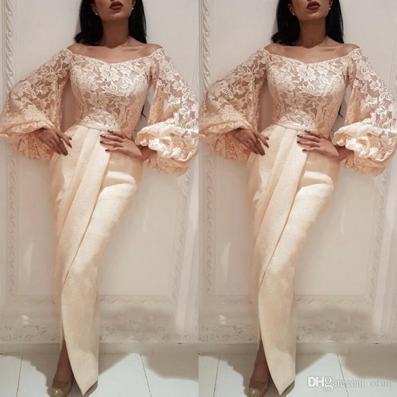 Exclusive Bateau Long Sleeves Lace Appliques Evening Dress Sexy Arabic Front Split Floor Length Mermaid Prom Party Gown, Yellow
Exclusive Bateau Long Sleeves Lace Appliques Evening Dress Sexy Arabic Front Split Floor Length Mermaid Prom Party Gown, Yellow