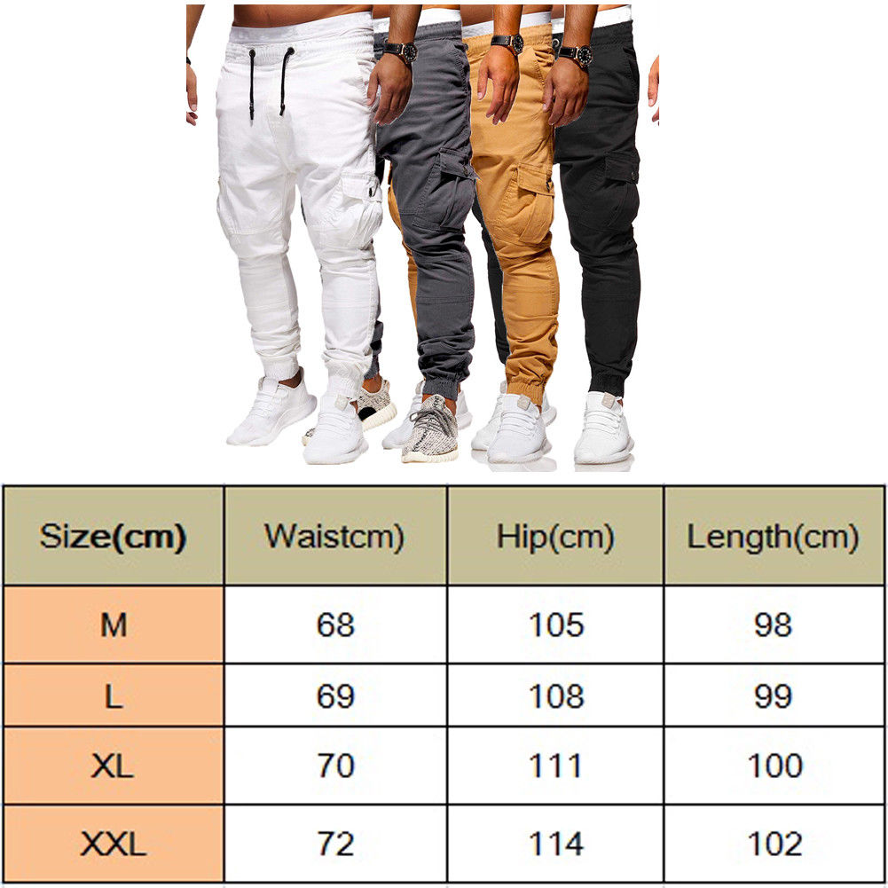 2019 New Style Fashion Men's Slim Fit Tracksuit Cotton Bottoms Skinny Casual With Pocket Pants Solid Trousers