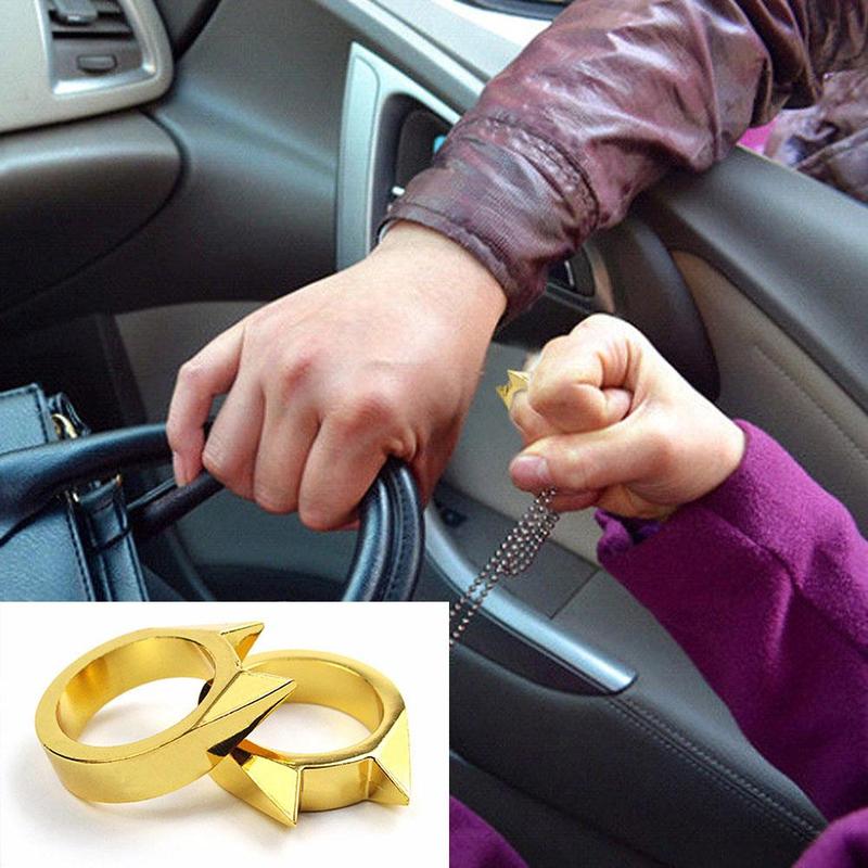 3colors 1 Pcs Cat Ear Stainless Steel Self defense outdoor Self-defense Ring Safety Survival Edc Tool Defensive Ring Women Men