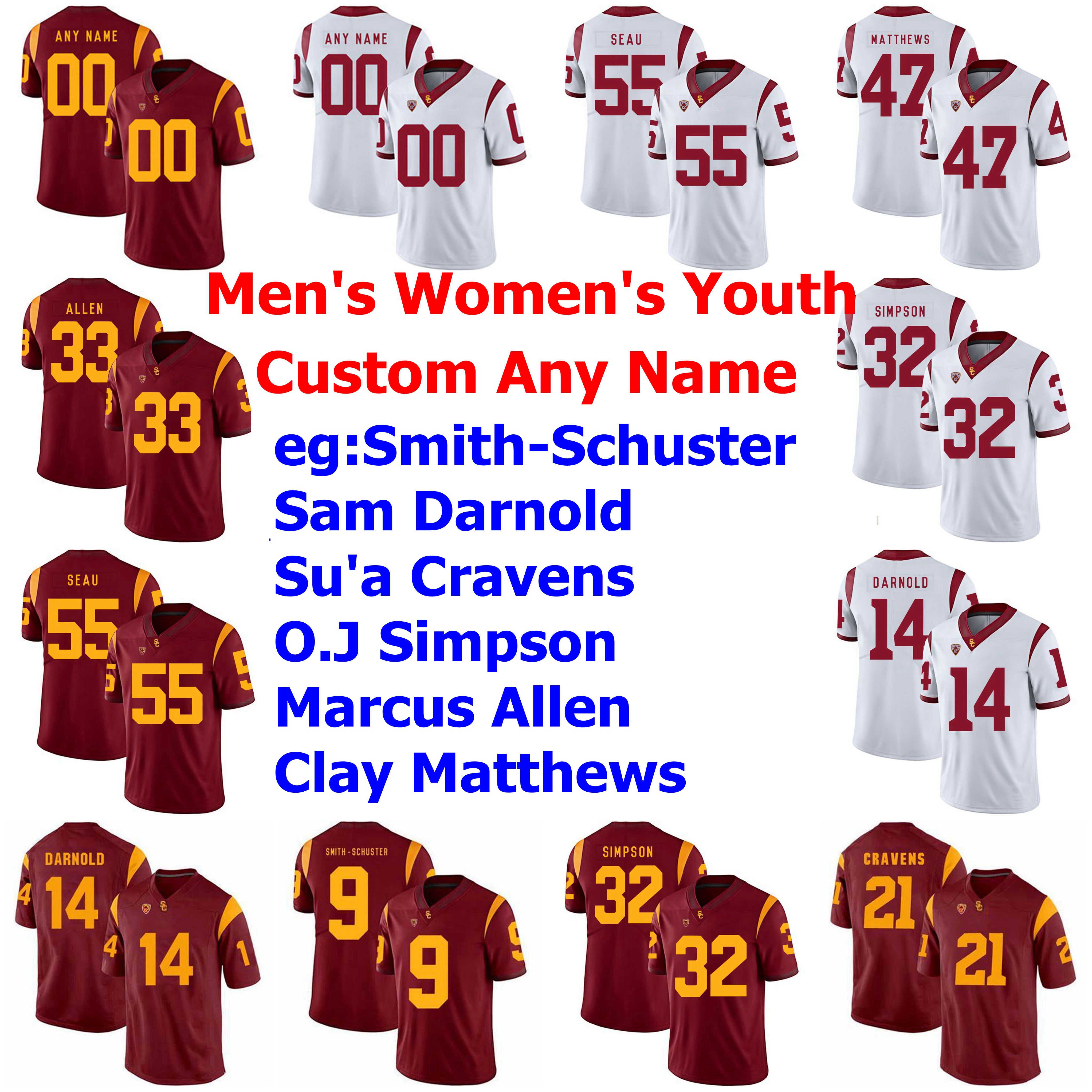 Custom USC Trojans Jerseys Kids Youth JuJu Smith-Schuster Jersey Sam Darnold Su'a Cravens O.J Simpson Red College Football Jerseys Stitched, Women's white
Custom USC Trojans Jerseys Kids Youth JuJu Smith-Schuster Jersey Sam Darnold Su'a Cravens O.J Simpson Red College Football Jerseys Stitched, Women's white