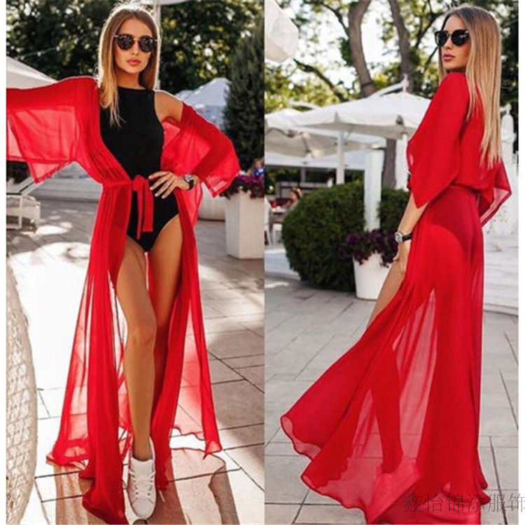 Summer Women Swimsuit Bikini Cover Up Sexy Beach Cover Ups Chiffon Long Dress Elegant Solid Beach Bathing Red Black White M037
Summer Women Swimsuit Bikini Cover Up Sexy Beach Cover Ups Chiffon Long Dress Elegant Solid Beach Bathing Red Black White M037