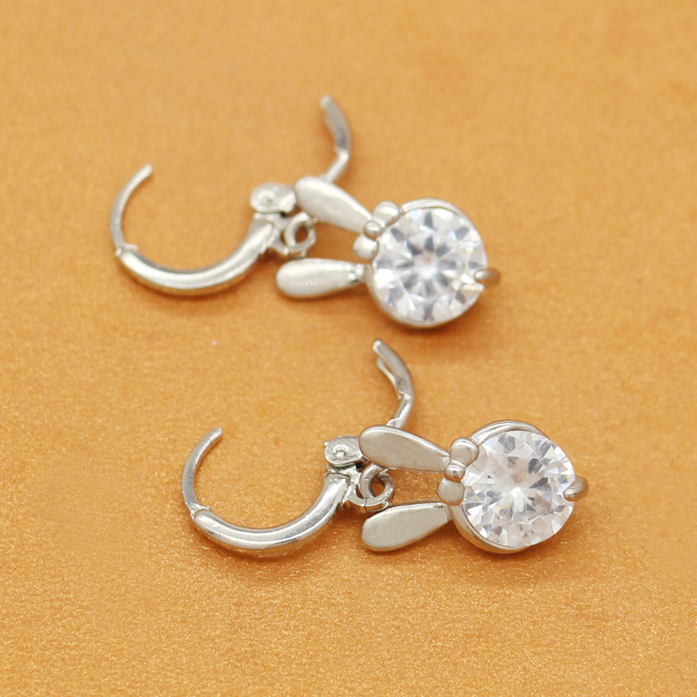 Hot Animal Style Bow Bow Rabbit Crystal Drop Earrings