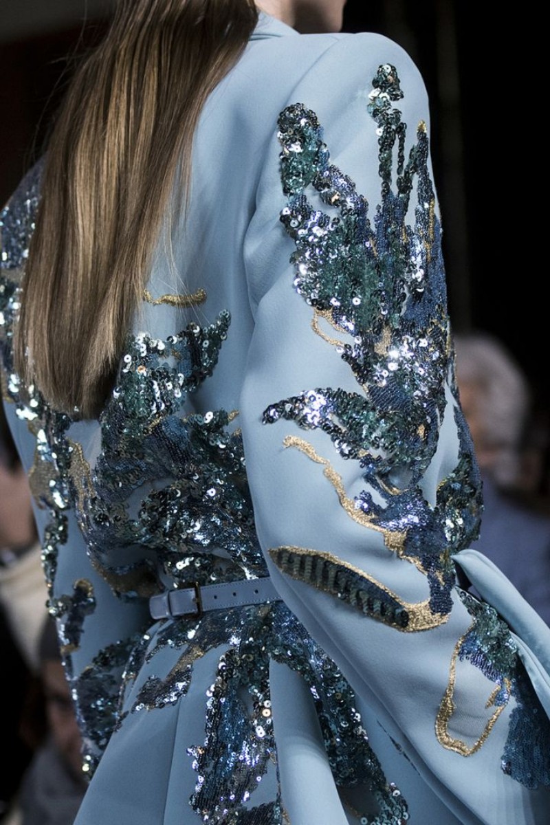 elie saab jumpsuits evening dresses light blue sequined beads v neck prom gowns satin long sleeve party dress