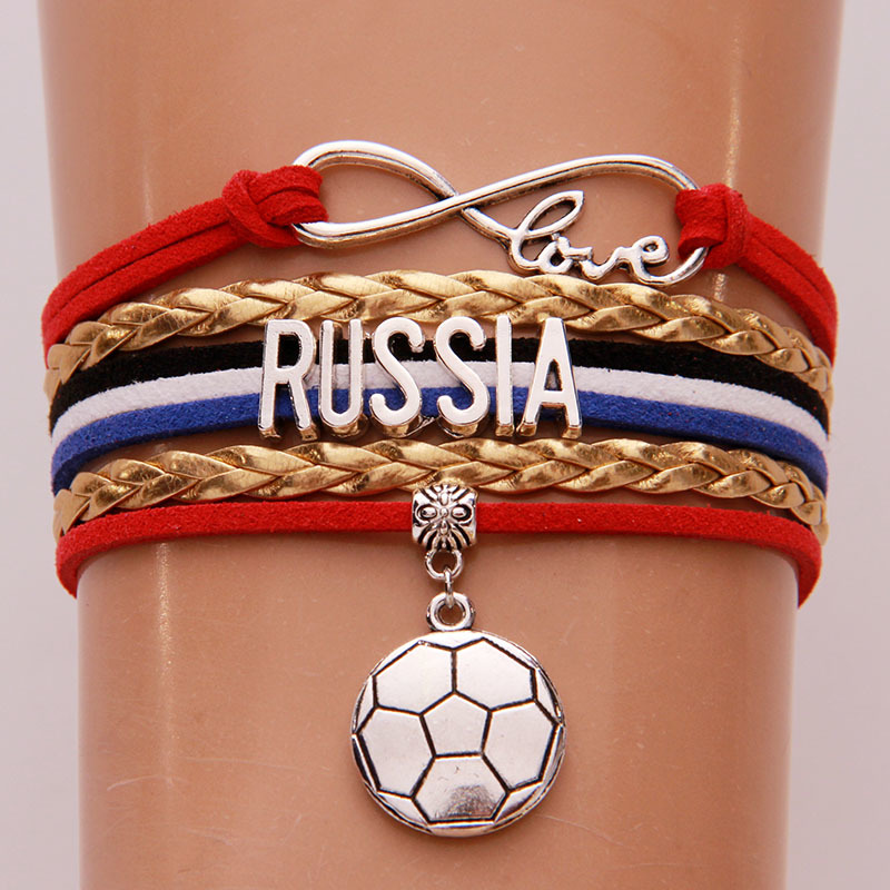 Infinity Love Russia Bracelets Bangles Soccer Charm Braided Pu Leather Bracelet Jewelry For Women Men Drop Shipping
Infinity Love Russia Bracelets Bangles Soccer Charm Braided Pu Leather Bracelet Jewelry For Women Men Drop Shipping