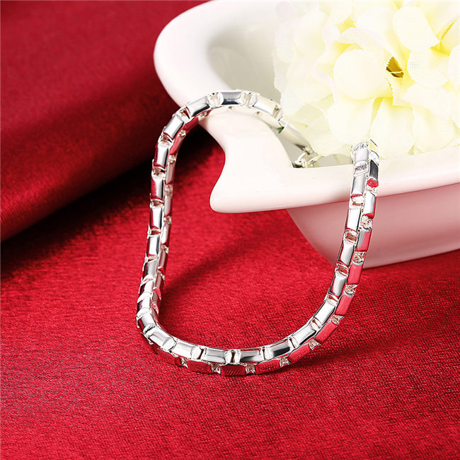 Hot sale best gift 925 silver Lattice Bracelet Round DFMCH214,Brand new fashion 925 sterling silver plated Chain link bracelets high grade