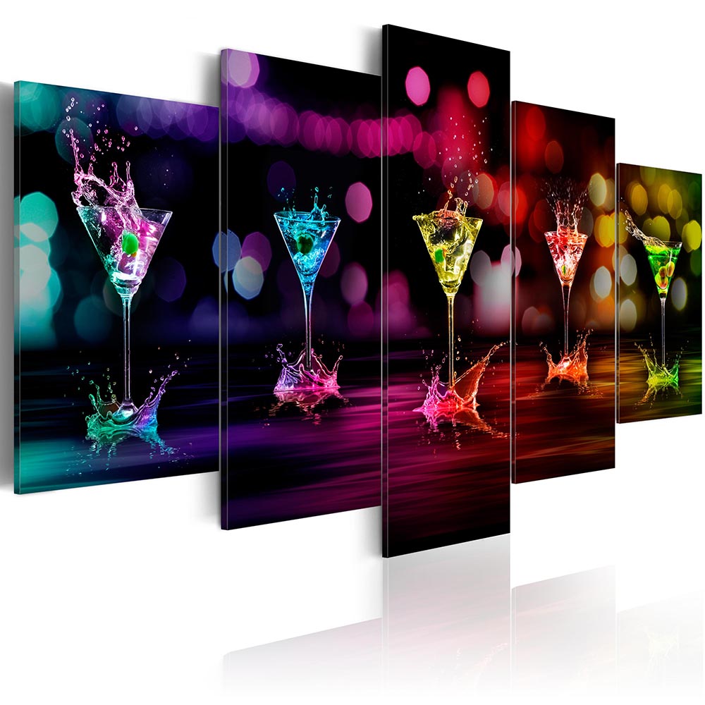 Unframed 5 Pieces Beautiful Modern Wall Oil Painting Abstract Cocktail Fruit Kitchen Wall Art Picture Paint on Canvas Prints