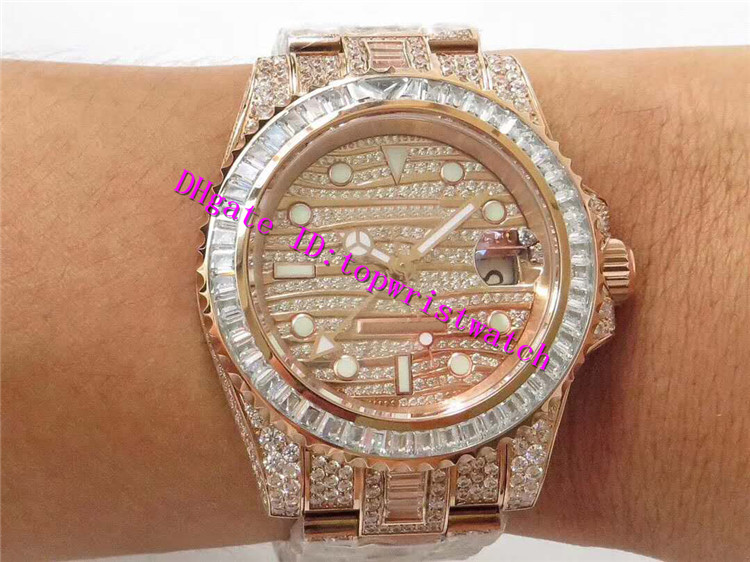 TW Factory 18k Rose Gold GMT Mens Watch Full Diamonds Luxury Watch Swiss 2824 Automatic Mechanical 904L Stainless Steel Wristwatch Sapphire
TW Factory 18k Rose Gold GMT Mens Watch Full Diamonds Luxury Watch Swiss 2824 Automatic Mechanical 904L Stainless Steel Wristwatch Sapphire