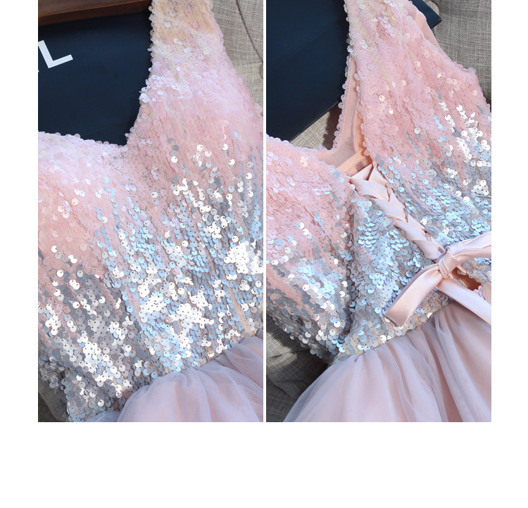 New Short Prom Dresses 2020 Ball Gown Pink Gray Sequined V-neck Elegant Evening Formal Party Gowns vestido formatura curto