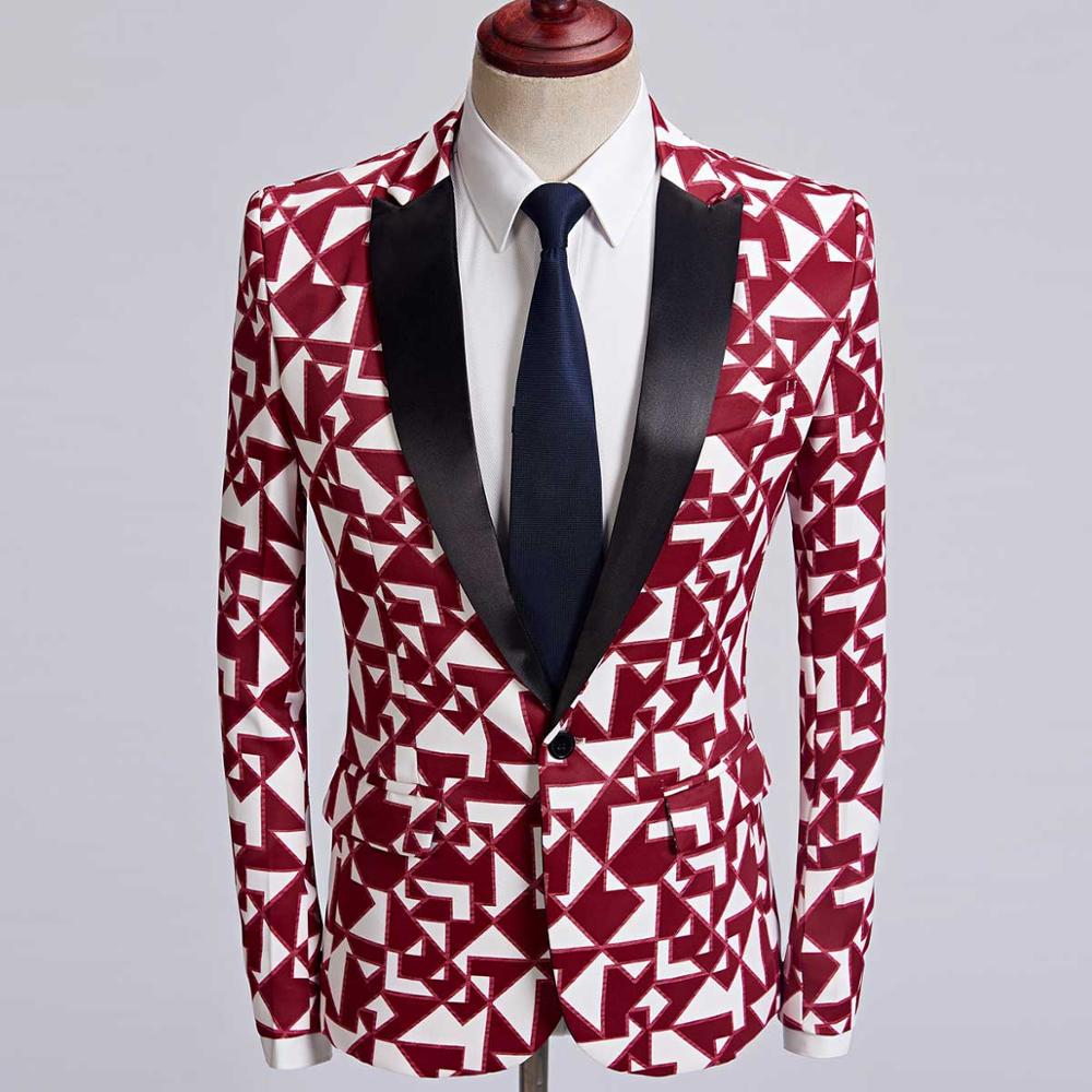 car&ffi New Men Fashion Black White Triangle Pattern Blazer Slim Fit Designs Costume Homme Stage Clothes For Singers Suit Jacket 
car&ffi New Men Fashion Black White Triangle Pattern Blazer Slim Fit Designs Costume Homme Stage Clothes For Singers Suit Jacket