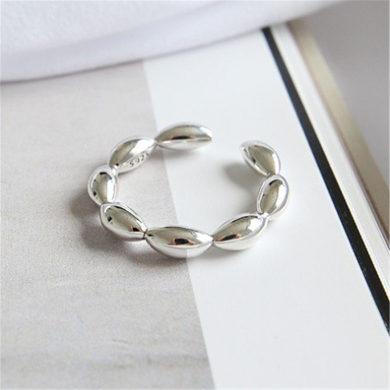 New Simple Open Rings For Women Fashion Wedding Band Authentic 925 Sterling Silver Multi Oval Beads Statement Ring