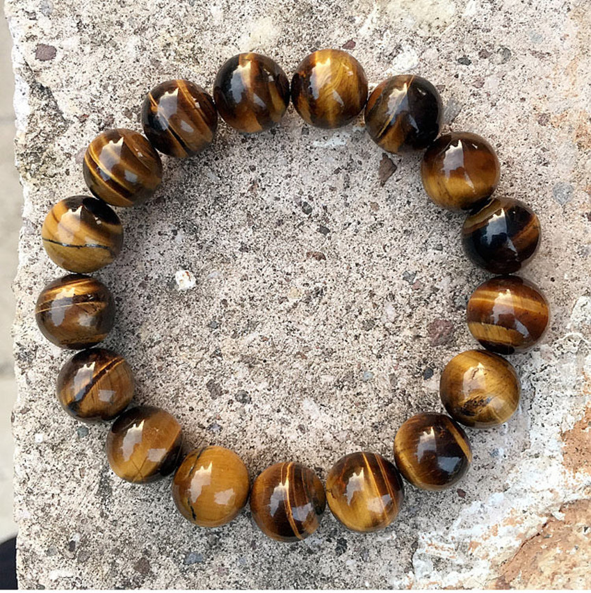 Bead Bracelet Tiger Eye 12mm Men's Mature Charm Wrist Ornament