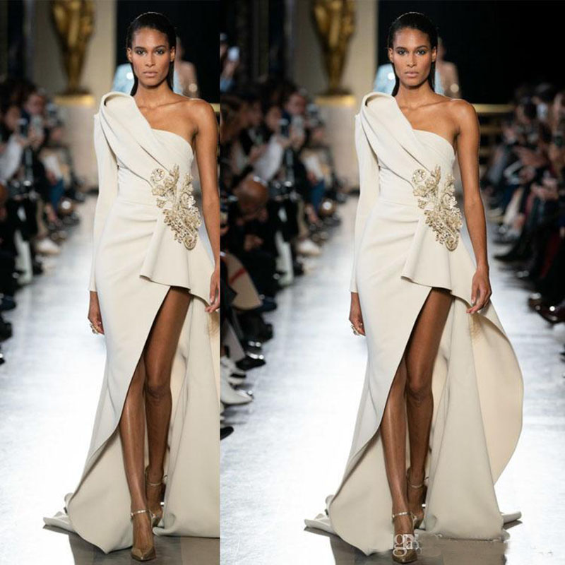 Elie Saab Evening Dresses Satin Front Split One Shoulder Prom Gowns Red Carpet Party Gowns Custom Size