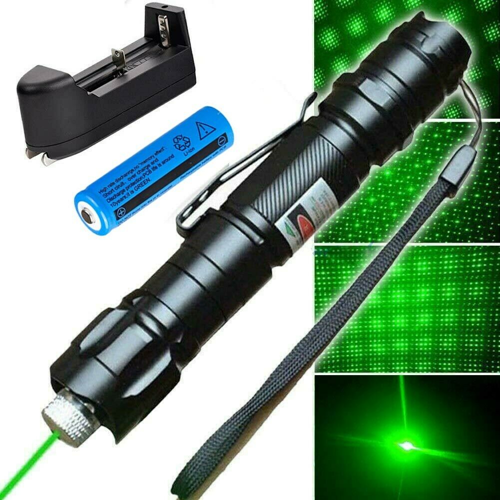 10Mile Super Range 2in1 Green Laser Pointer Pen Star Cap Belt Clip Astronomy 532nm Amazing Lazer Cat Toy+18650 Battery+Charger
