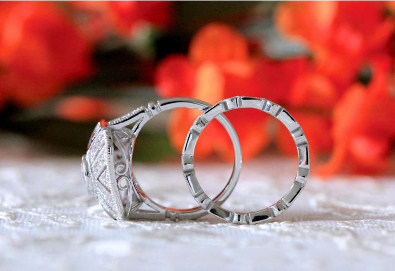 Sterg Sier Wedding Ring Set with Blue Sapphire CZ Dias for Mother's Day