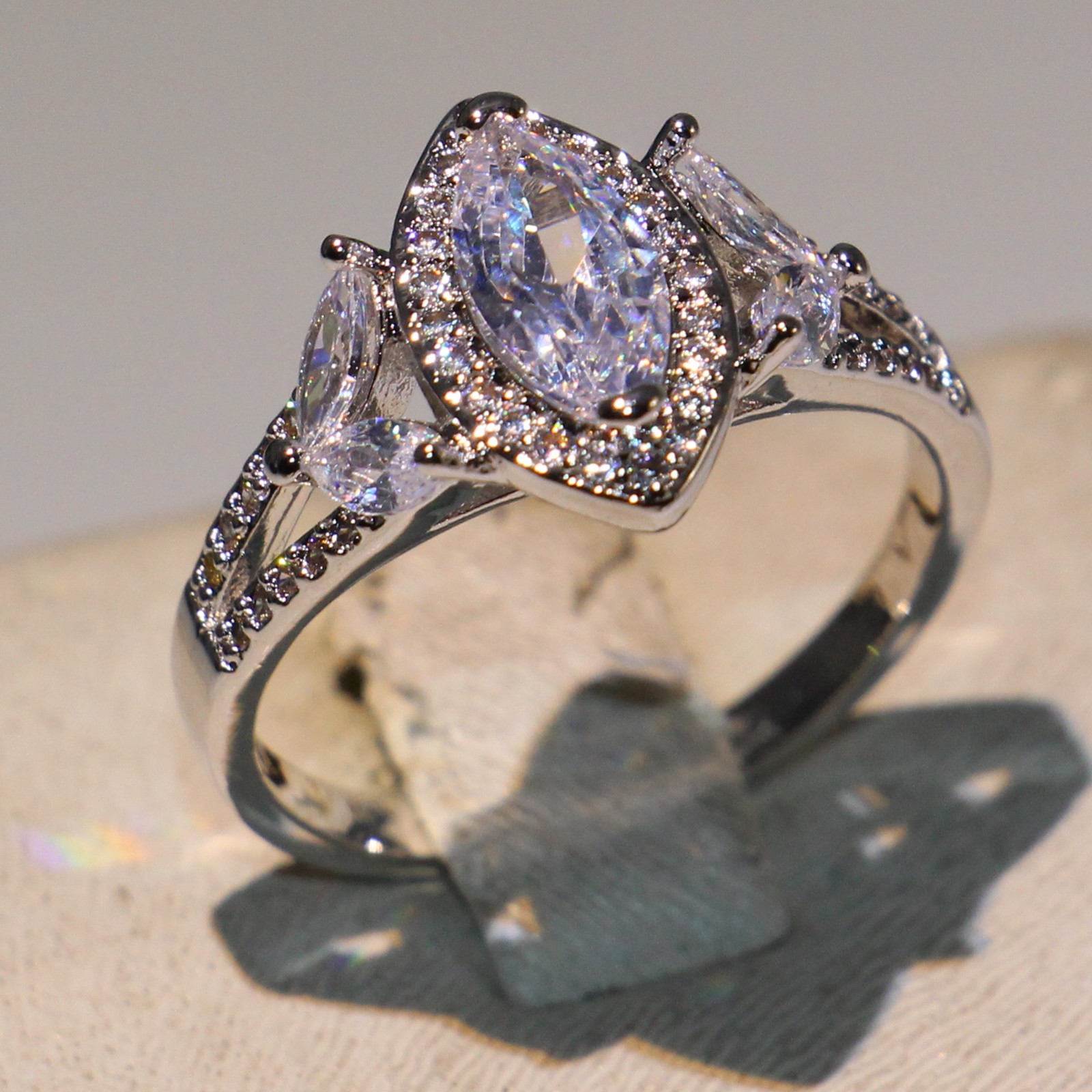 Sparkg Infinity Sterg Sier Marquise White Topaz CZ Dia Eternity Wedding Ring for Women, 2024 Collection