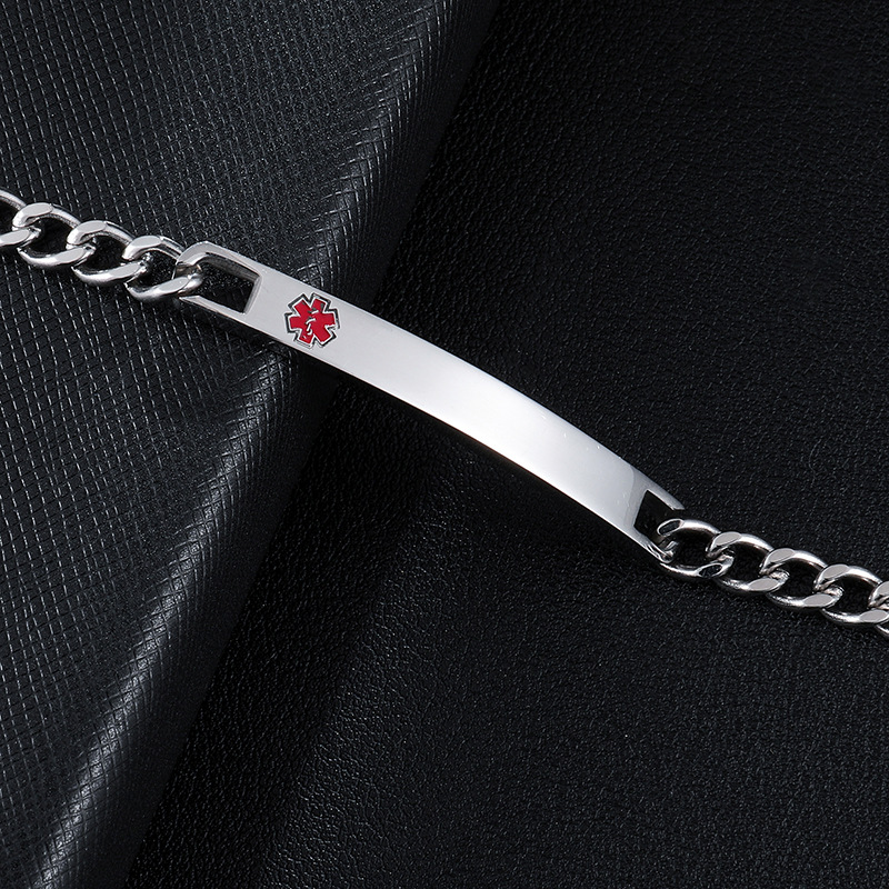 Personalized Stainless Steel Mens Womens Medical Mark Cuban Link Chain Bracelets Chains Wristband Bracelet Jewelry Birthday Gifts for Lovers