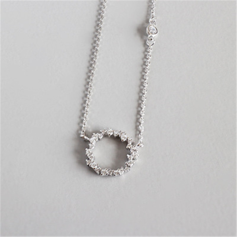 Zircon Choker Necklaces 100% 925 Sterling Silver Zircon Hollow Round Circle Collar Necklace Wedding Party Gifts For Women