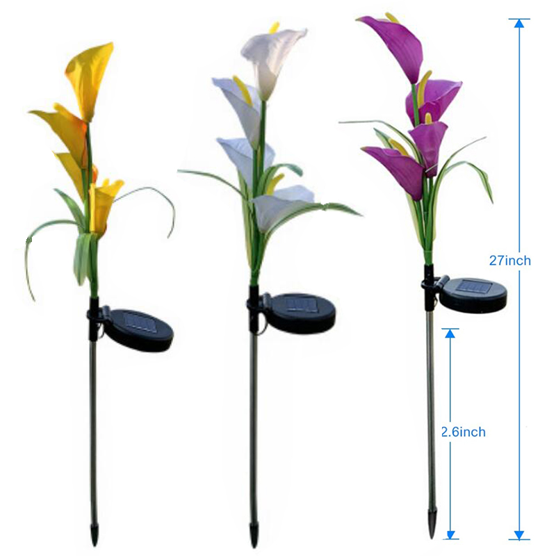 Solar Flower Lamp Outdoor Multi Color Changing LED Calla Lotus Flowers Light for Garden, Lawn, Backyard