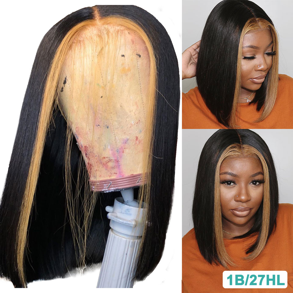 Ishow Straight Short Bob Wigs Colored 99j Blue 613 Blonde 13x4 Lace Front Human Hair Wig Pink Green Straight Ombre CWigs