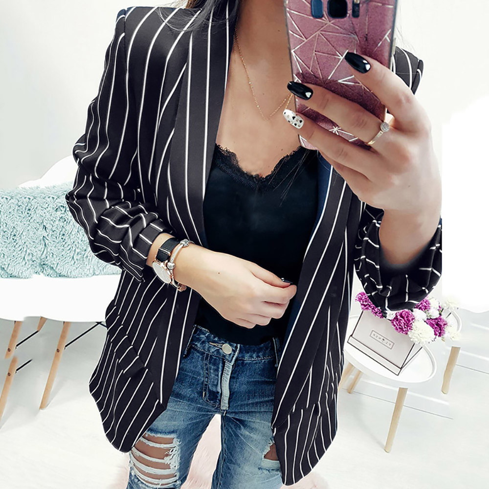 2018 Female New Fashion Stand Striped Coats Women Ladies Long Sleeve Ladies Womens Warm Casual Jackets Coats 7.17, Multi
2018 Female New Fashion Stand Striped Coats Women Ladies Long Sleeve Ladies Womens Warm Casual Jackets Coats 7.17, Multi