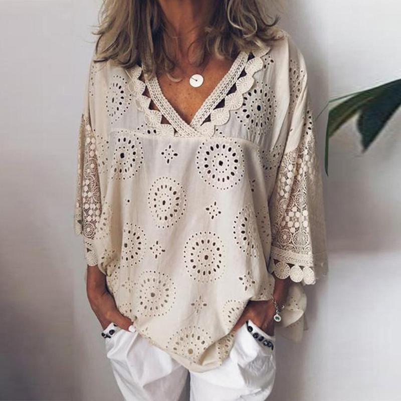 Summer elegant fashion 2019 Retro shirt Large size casual hollow embroidery European blouse shirt womens tops and blouses, Beige
Summer elegant fashion 2019 Retro shirt Large size casual hollow embroidery European blouse shirt womens tops and blouses, Beige