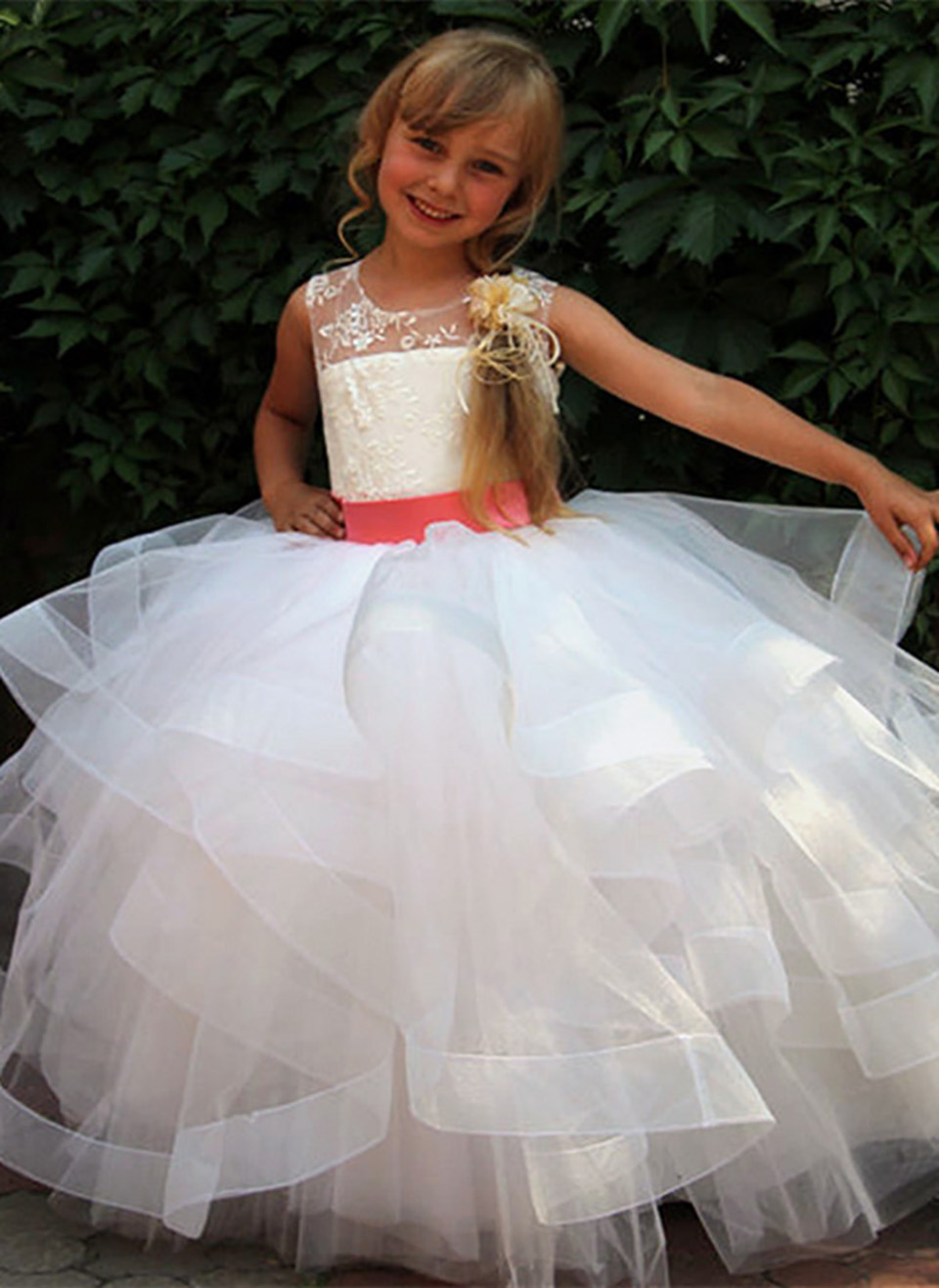free shipping First Communion Dress For Girls Gown Flower Girl Dresses For Weddings Applique Organza Pageant Dress