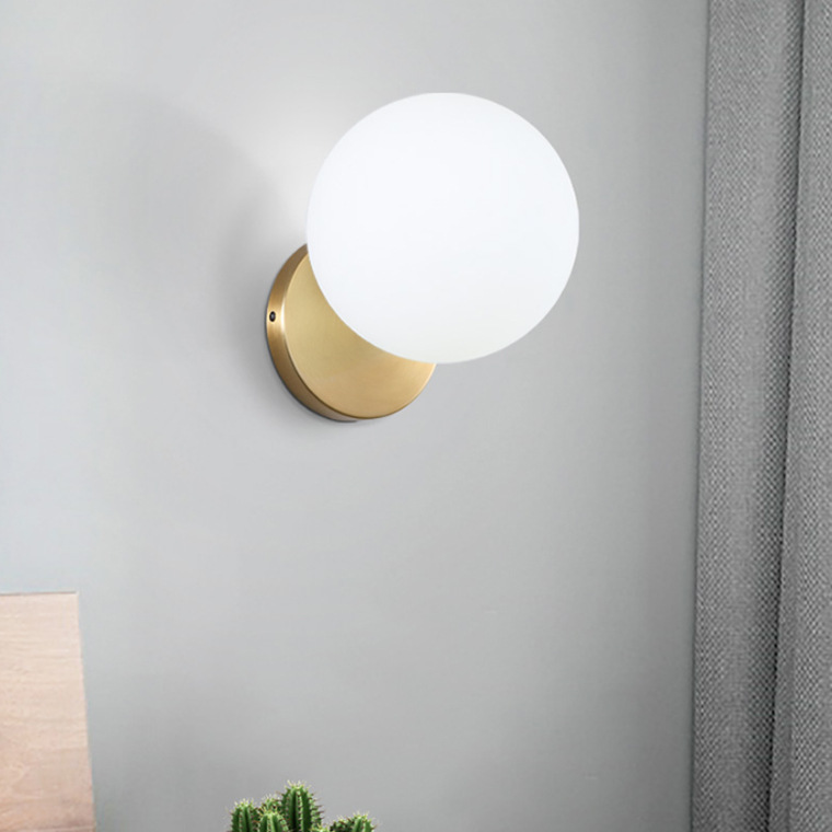Modern Glass Wall Lamp Led Wall Sconce For Living Room Bedroom Wall Light Milk White Global Glass Lampshade Glass Ball Lighting