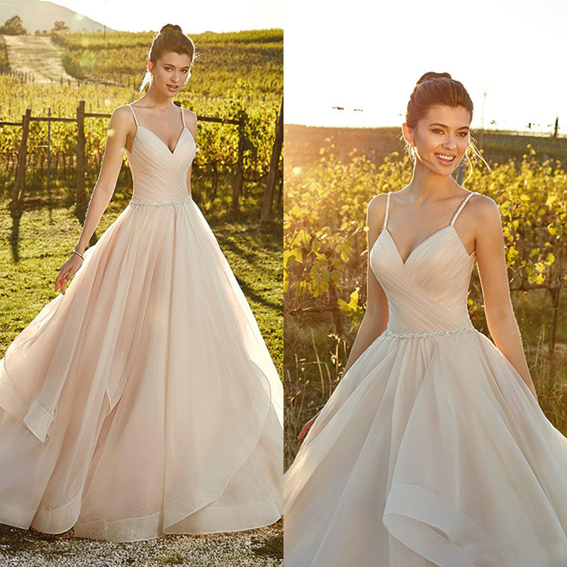 Plus Size Wedding Dresses Spaghetti Straps Tulle Tiered Skirts Beach Wedding Dress Sexy Vestido De Novia Cheap Bridal Gowns