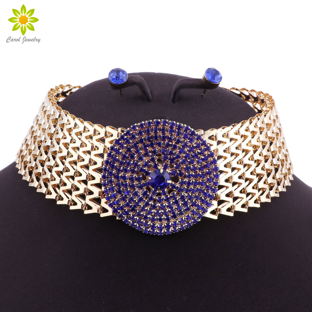 Blue Crystal Statement Necklace & Earrings Set Indian Wedding Party Costume Jewelry Sets for Brides Bridesmaid Women Gifts, Golden
Blue Crystal Statement Necklace & Earrings Set Indian Wedding Party Costume Jewelry Sets for Brides Bridesmaid Women Gifts, Golden