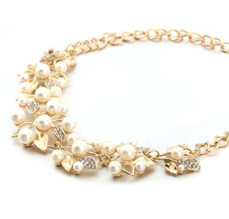 Fashion- Pearl Necklaces & Pendants Leaves Statement Necklace Women Collares Ethnic Jewelry for Personalized Gifts Free Shipping