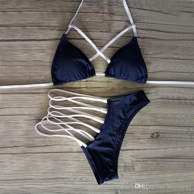 2020 New Sexy Bikinis Women Swimsuit Push Up Swimwear Bandage Cut Out Bikini Set Halter Beach Bathing Suits Swim Wear