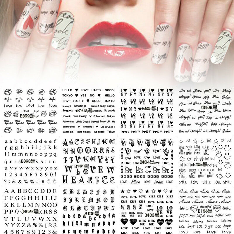 12 Black Nail, Water Transfer, Decal, English Letters, Decorative Letters, Stickers.A874, White
12 Black Nail, Water Transfer, Decal, English Letters, Decorative Letters, Stickers.A874, White