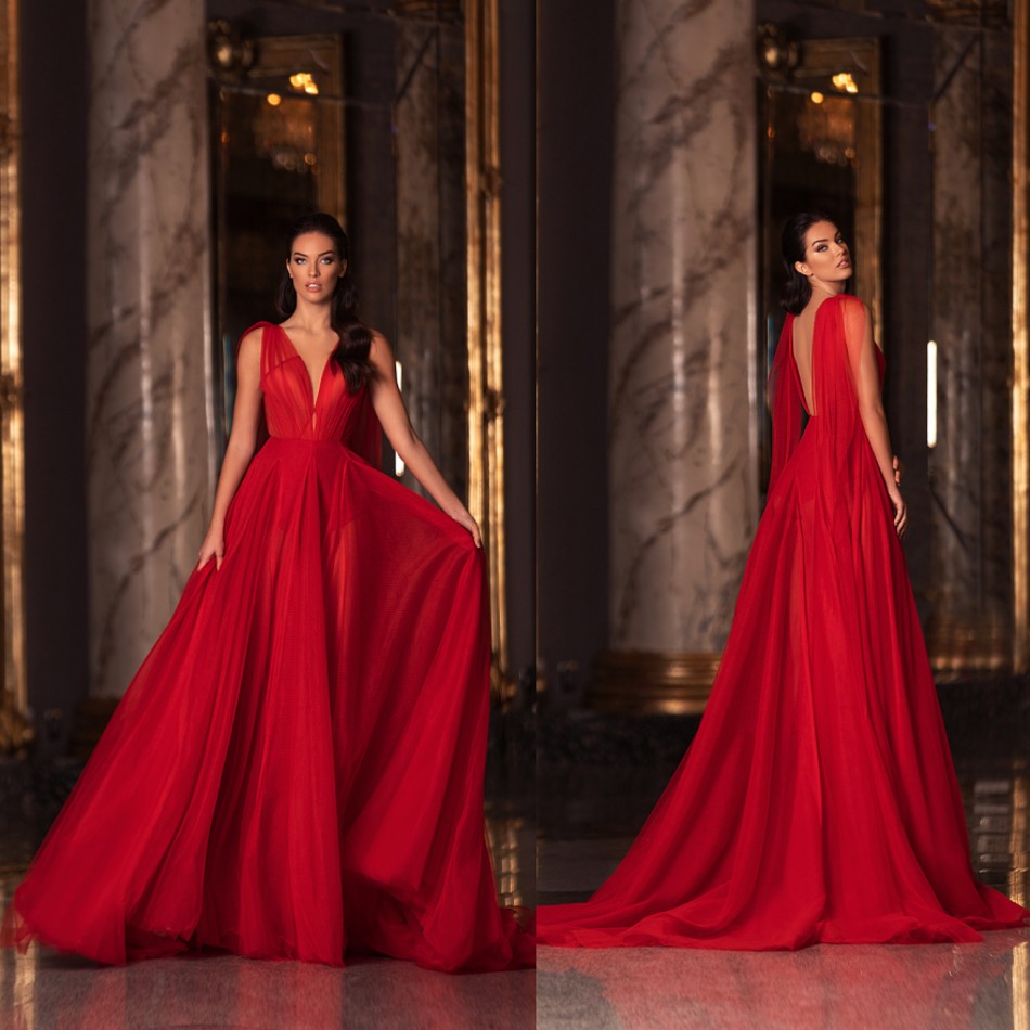Red Sleeveless A Line Prom Dresses Backless Deep V Neck Chiffon Party Gowns Sweep Train Prom Gowns, Yellow
Red Sleeveless A Line Prom Dresses Backless Deep V Neck Chiffon Party Gowns Sweep Train Prom Gowns, Yellow