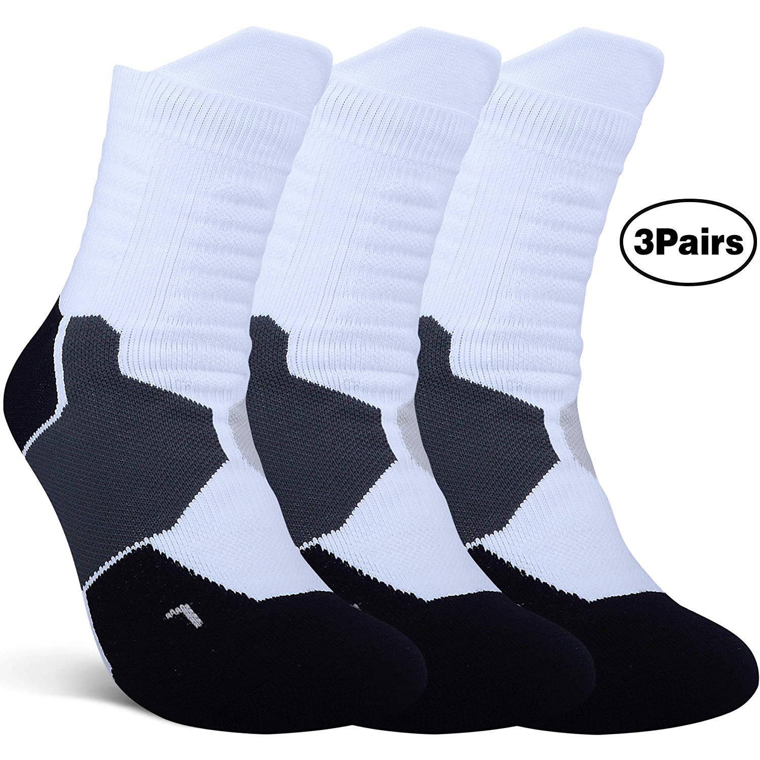 3 Pairs Thick Protective Sport Cushion Elite Basketball Compression Athletic Crew Socks for Boys Men Women, White
3 Pairs Thick Protective Sport Cushion Elite Basketball Compression Athletic Crew Socks for Boys Men Women, White