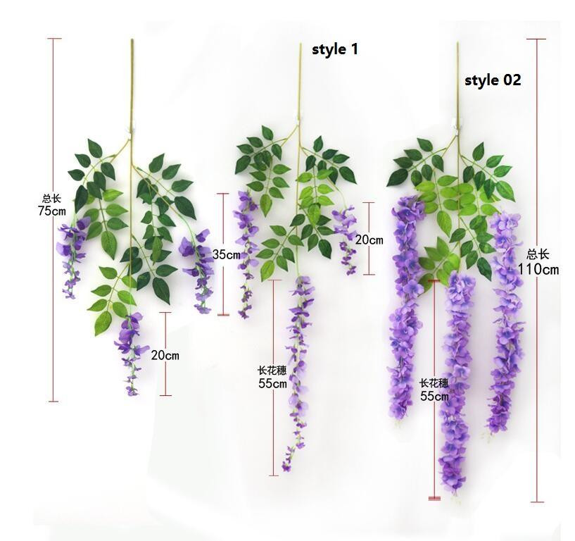 Wisteria wine Elegant Artificial Silk Flower Wisteria Vine Rattan For Wedding Center pieces Decorations Bouquet Garland