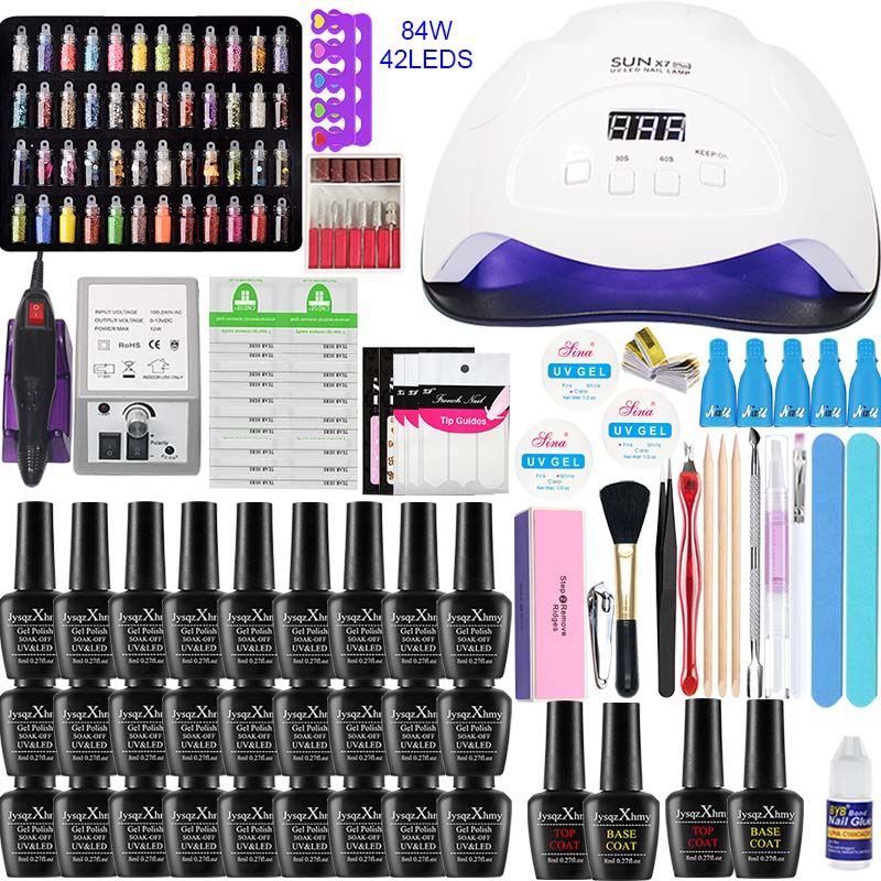 84/54/24W LED Nail Lamp Set 27/20/10Color Polish With Electric Nail Drill Soak Off Manicure Kit Acrylic Kit Polish Set
84/54/24W LED Nail Lamp Set 27/20/10Color Polish With Electric Nail Drill Soak Off Manicure Kit Acrylic Kit Polish Set
